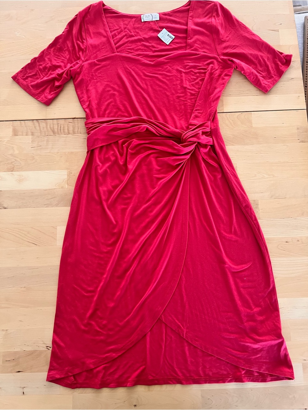 Maurices Bright Red Knot-Waist Midi Dress